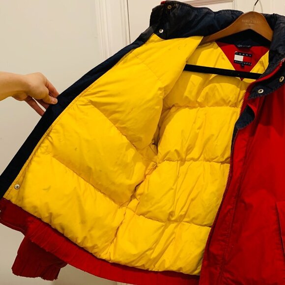 VTG Tommy Hilfiger Down Jacket Puffer Mens Large 90s - Picture 7 of 14